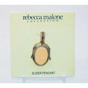 Rebecca Malone Gold Tone Peach Orange Flower Slide
